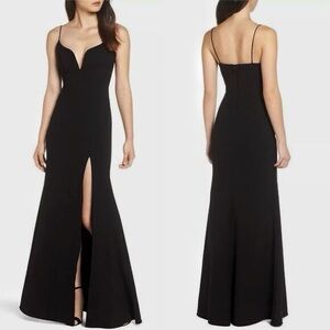 Jill Stuart Black High Slit Formal Maxi Dress Prom Wedding Guest Tie (size 2)